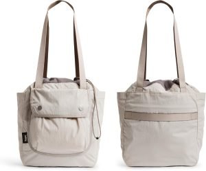 Bellroy Cinch Tote (16 liter lightweight tote bag with external organization, pop pockets, a luggage pass-through, and effortless draw-cord closure) – Oat