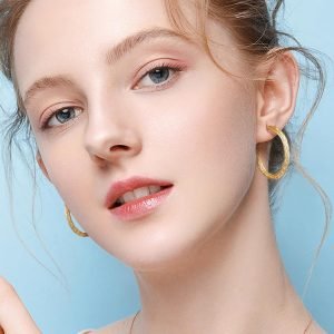 14K Gold Hoop Earrings for Women Trendy Thick Twisted Hoops Earring Fine Weave Design 14K Gold Earrings for Womens Hypoallergenic Earrings Jewelry for Women 30MM