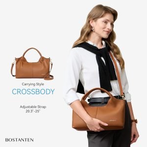 BOSTANTEN Genuine Leather Purses for Women Designer Handbags Crossbody Shoulder Bags Top Handle Satchel with Adjustable Strap