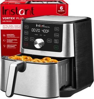 Instant Pot Vortex Plus 6QT XL Air Fryer, 6-in-1, Broils, Dehydrates, Crisps, Roasts, Rehe...