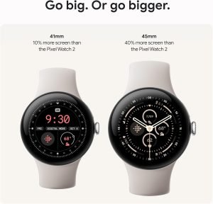 Google Pixel Watch 3 (45mm) 2024 Model – Android Smartwatch, Heart Rate Tracking, Fitbit Advanced Running, Fitness Insights, 24-Hour Battery – Matte Black Aluminum Case – Obsidian Band – Wi-Fi