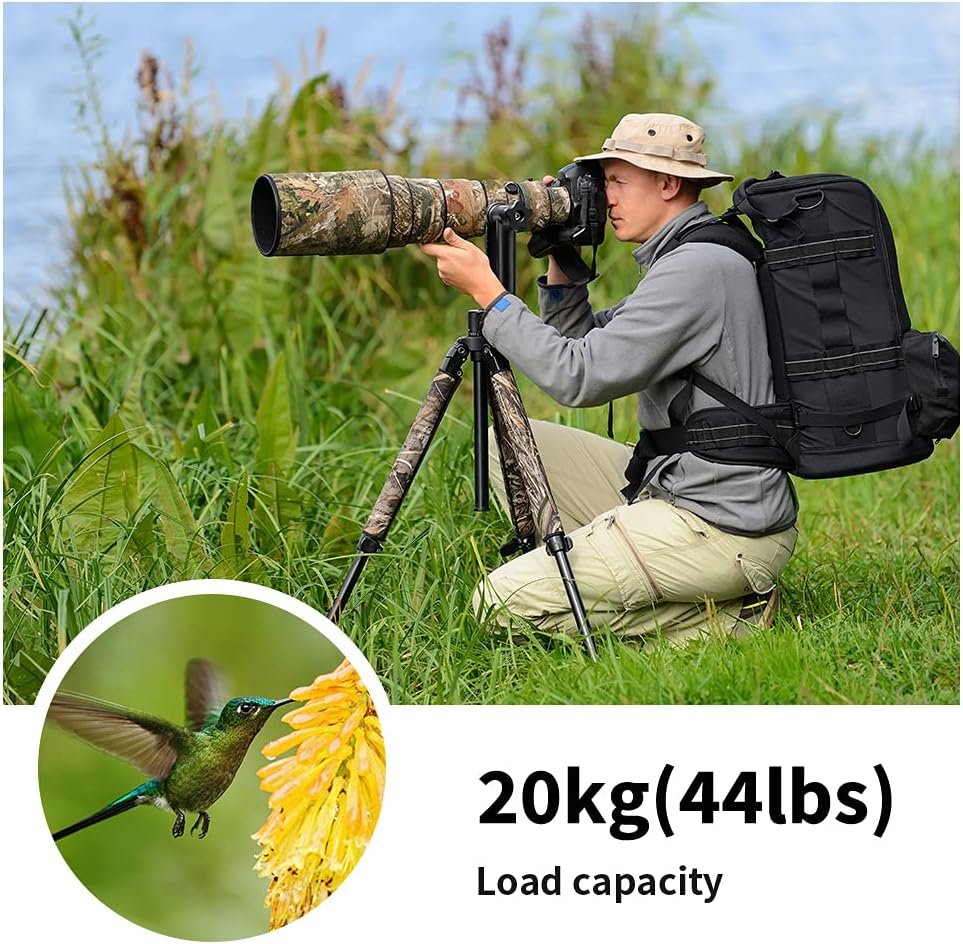 K&F CONCEPT Aluminum Alloy 360 Degree Panoramic Gimbal Tripod Head with 1/4'' Standard Quick Release Plate and Bubble Level,Load Capacity up to 20kg/44lbs - Image 3