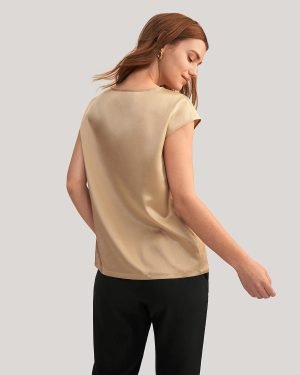 LilySilk Silk Blouse for Women Short Sleeve Summer Cool Comfy Charmeuse Silk Tops for Ladi...