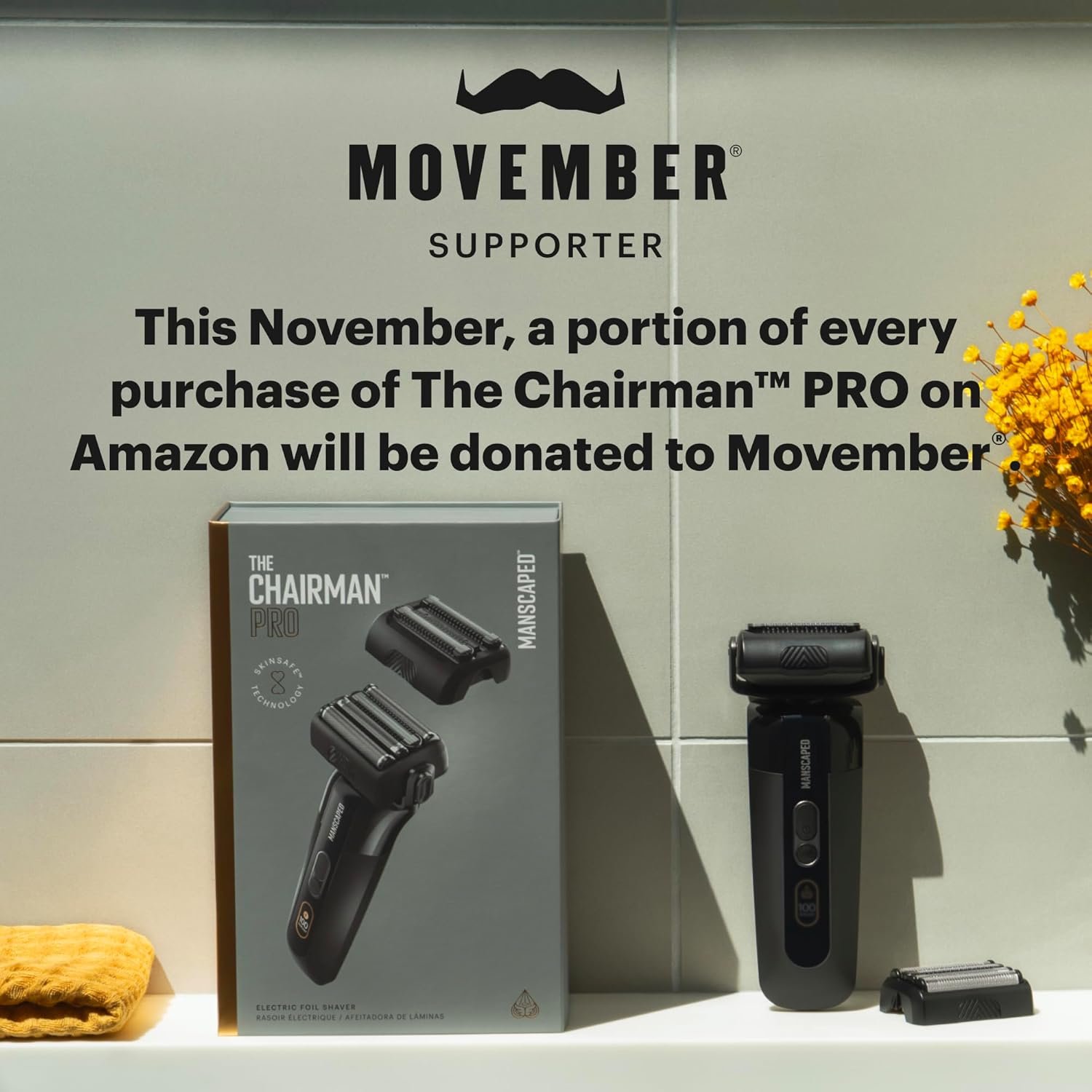 MANSCAPED® The Chairman™ PRO Men’s Electric Foil Face Shaver - Two Interchangeable Blade Heads, SkinSafe® Four-Blade Foil & Stubble Trimmer, USB-C Wireless Compatible Charging, Gentle on Neck - Image 2