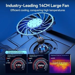 llano V12 Laptop Cooling Pad, Gaming Laptop Cooler Stand with 5.5inch Powerful Turbo Fan, Adjustable Speed, Touch Control, 3-Port USB A, for Fast Cooling Laptop 15.6-19in, Black (No RGB)