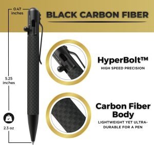 BASTION® Luxury Carbon Fiber Bolt Action Pen Durable Professional Ballpoint Pen for Travel, School and Work Birthday Gift Idea
