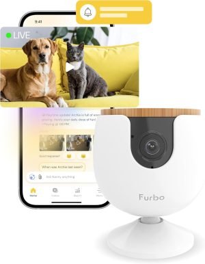 Furbo Mini Pet Camera – Unlock Camera & Smart Features w/Paid Plan: Home Security with Dog & Cat Safety Alerts, 2-Way Audio, Mountable Smart Cam w/Phone App (Subscription Required, 3mo Minimum)