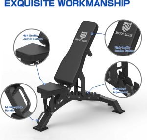 MAJOR FITNESS Weight Bench – 1300LBS Weight Capacity and 36 Adjustable Positions Strength Training Bench for Garage and Home Gym Workouts