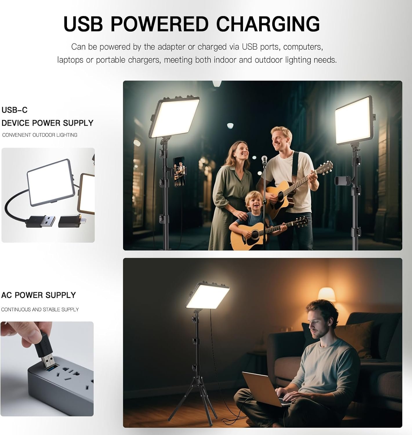 2-Pack LED Video Light Kit, NiceVeedi Studio Light, 2800-6500K Dimmable Photography Lighting Kit with Tripod Stand&Phone Holder, 73" Stream Light for Video Recording, Game Streaming, YouTube - Image 5