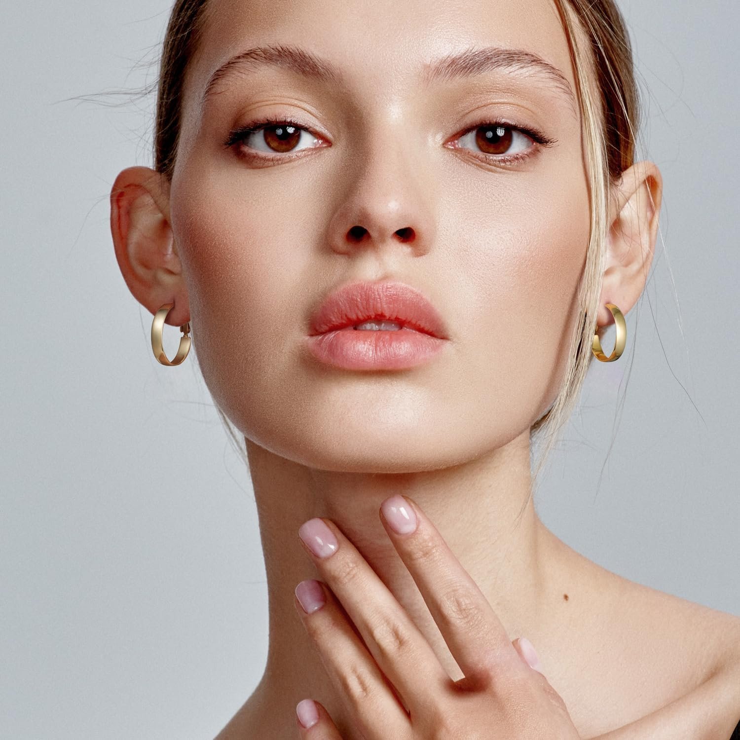 Hoop Earrings 14K Gold Hoop Earrings for Women Square-edge Gold Earring Hoops Paddle Back Women’s Hoops Earring Birthday Gifts 22mm - Image 5