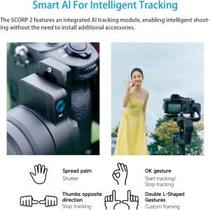 FeiyuTech SCORP 2 Gimbal Stabilizer for DSLR and Mirrorless Camera, Integrated Al Tracking Sensor, 3-Axis Camera Stabilizer for Sony Canon Panasonic Nikon, 2.5kg Payload Touch Screen Vertical Shooting