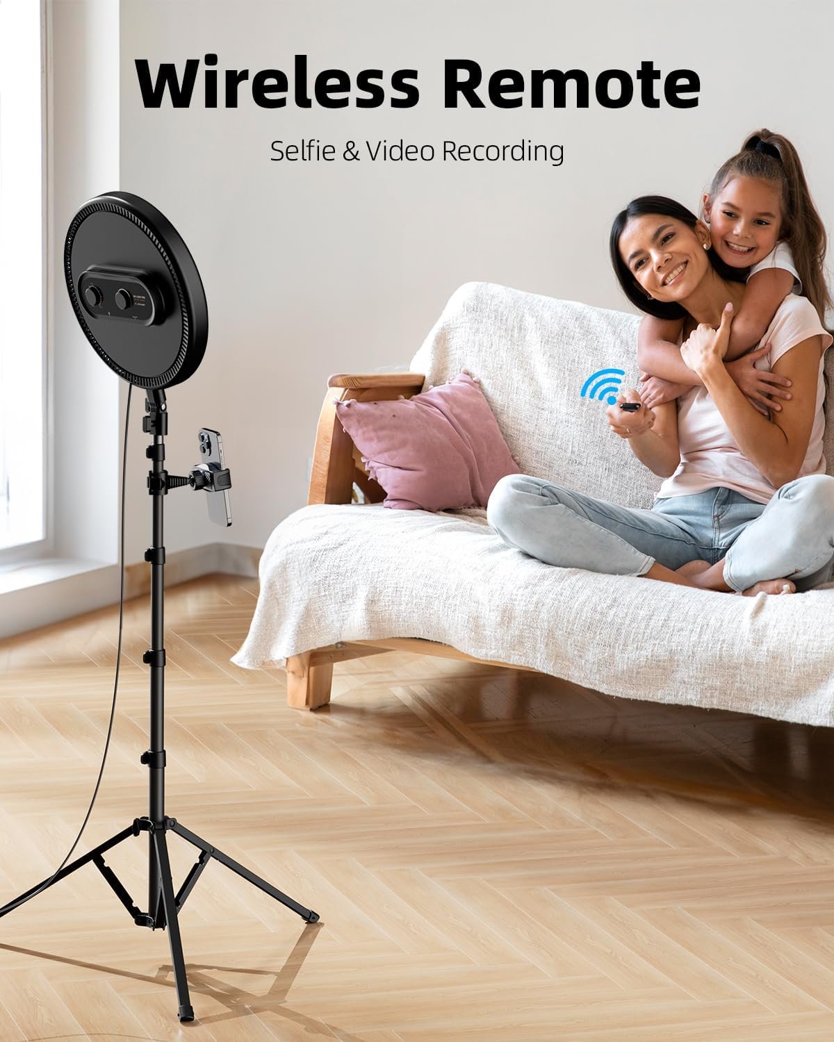 Weilisi Ring Light with 72" Tripod Stand and Phone Holder, 6500K Full-Screen Selfie Ring Light for Makeup Barber Video Recording, Photography Lighting, Ring Light Tripod for iPhone Phone with Remote - Image 6