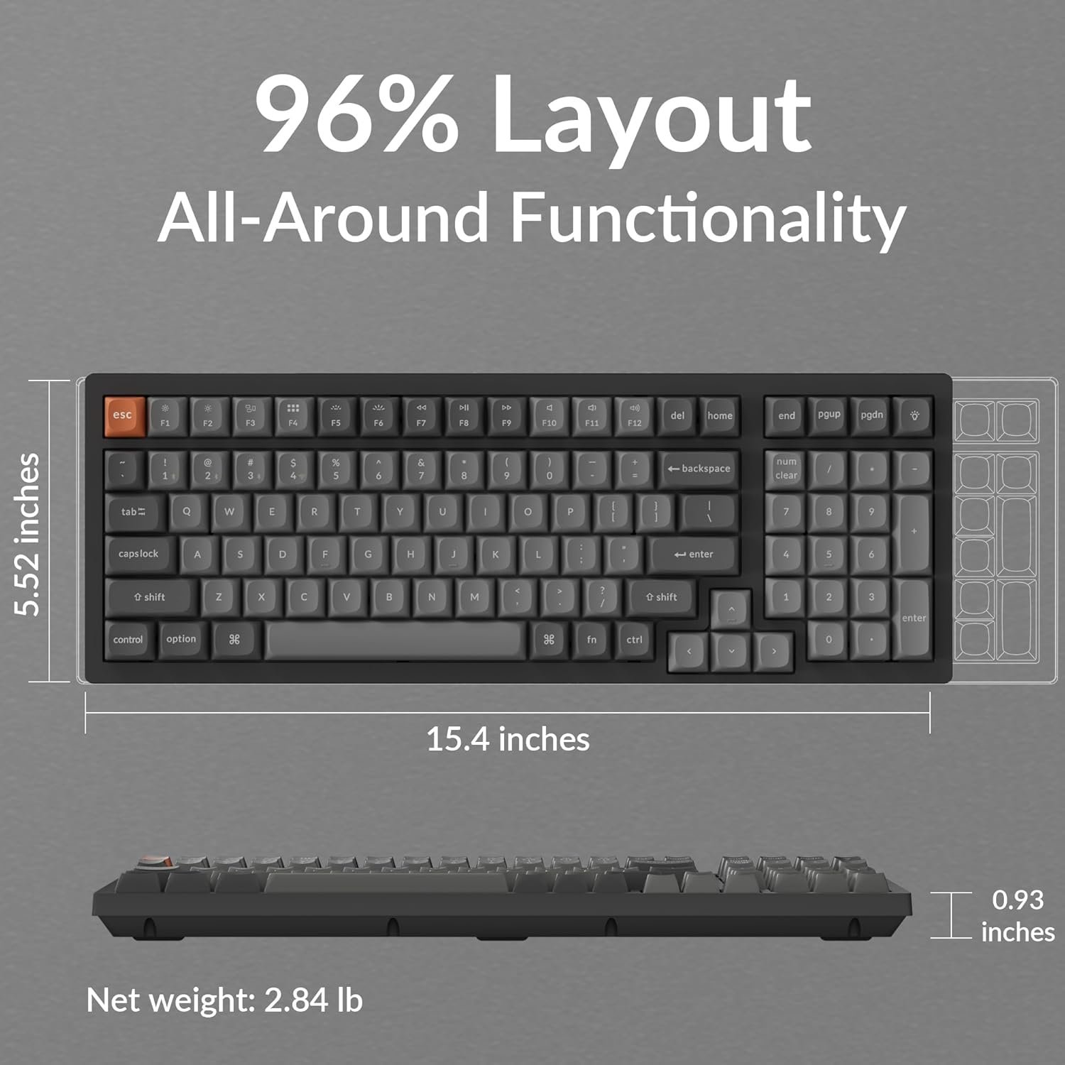 Keychron K4 Max Mechanical Keyboard Wireless with Number Pad, 2.4 GHz/Bluetooth 5.1/Wired Custom Keyboard with 100 Keys, Programmable RGB Backlight Hot-Swappable for Mac Windows Linux - Image 2