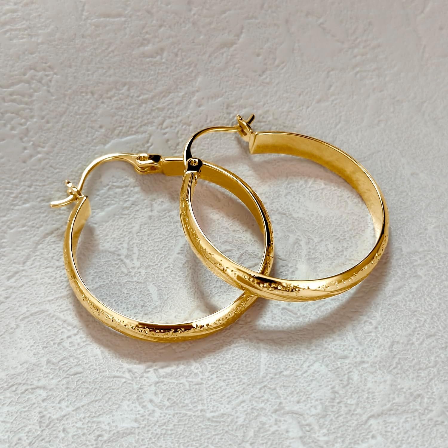 14K Gold Earrings for Women Gold Hoop Earrings for Women Hoop Earring for Womens Grainy Hoops Earring for Womens Hoops 20/25/30mm - Image 5