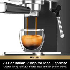 CHULUX Slim Espresso Machine with Milk Frother Steam Wand, 20 Bar Professional Italian Pum...