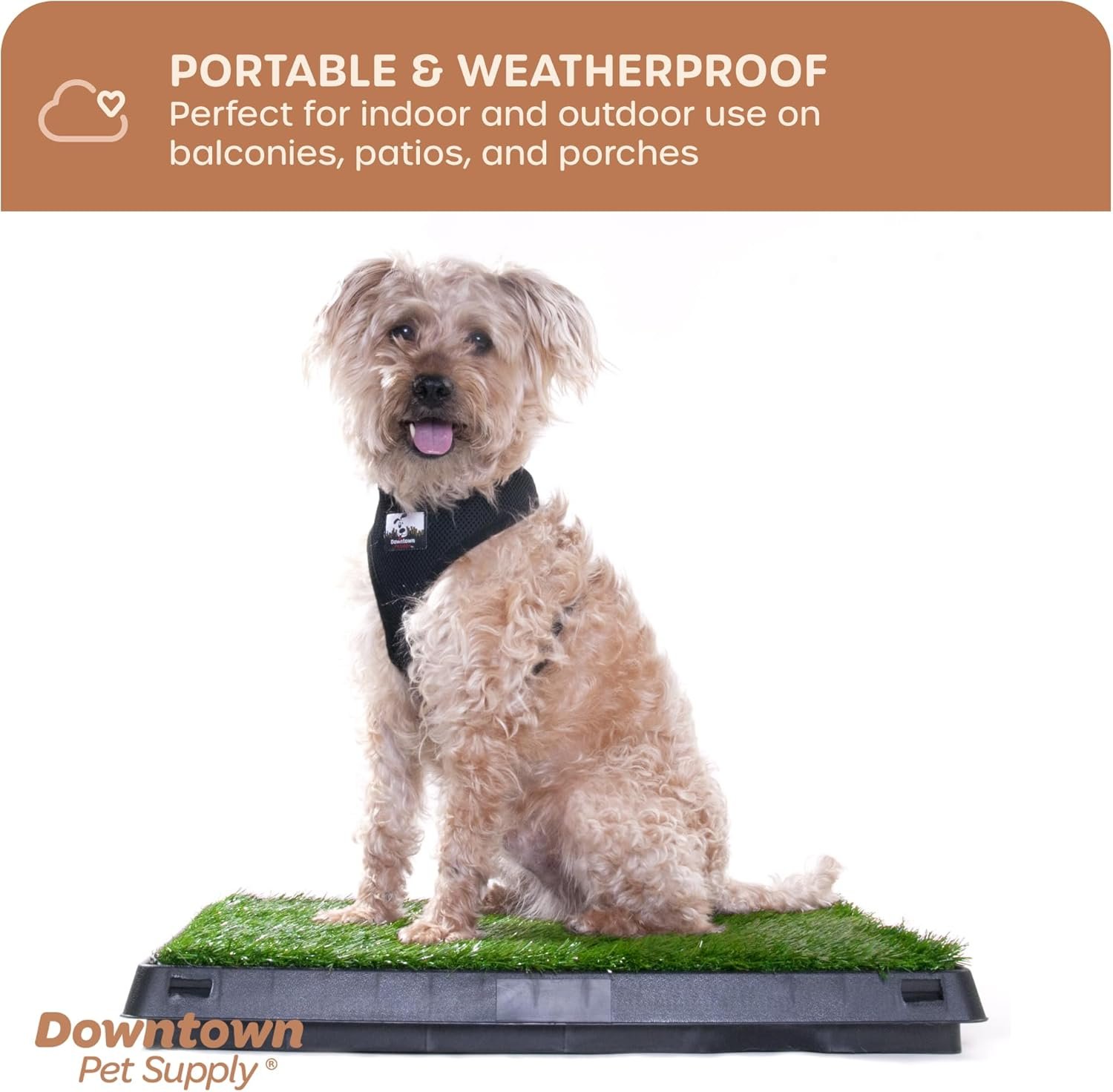 Downtown Pet Supply Dog Grass Pad with Tray, 20 x 25 w/Drawer - Outdoor and Indoor Potty System for Dogs with Replaceable Synthetic Grass Pee Turf - Portable and Waterproof Turf Dog Potty - Image 7