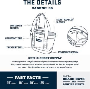 YETI Camino 35 Carryall with Internal Dividers, All-Purpose Utility, Boat and Beach Tote Bag, Durable, Waterproof