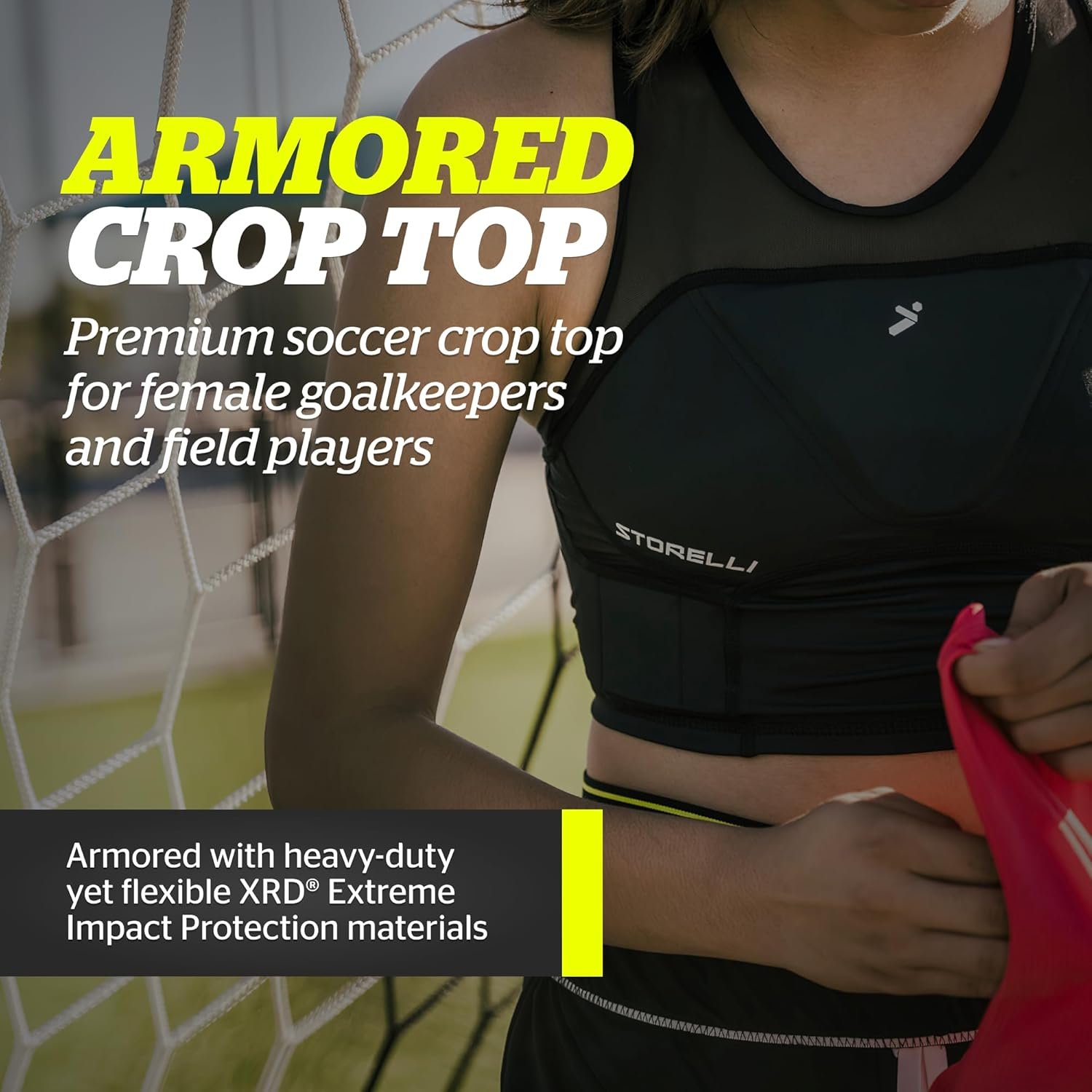 Storelli Women’s Bodyshield Crop Top, High-Impact Chest and Rib Protection for Female Soccer Goalkeepers and Players, White, Medium - Image 2
