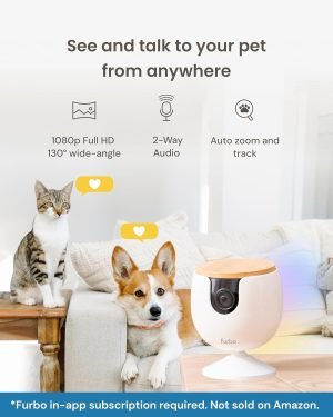 Furbo Mini Pet Camera – Unlock Camera & Smart Features w/Paid Plan: Home Security with Dog & Cat Safety Alerts, 2-Way Audio, Mountable Smart Cam w/Phone App (Subscription Required, 3mo Minimum)