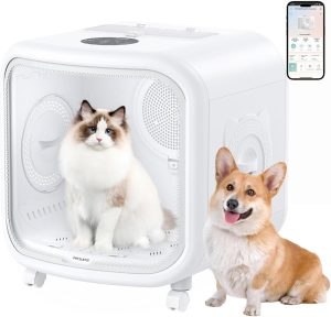 75L Large Automatic Pet Dryer Box for Cats & Small Dogs – App-Controlled, Ultra-Quiet Hands-Free Drying with Smart Safe Temperature & Overheat Protection – Ideal for Multi-Pet Homes