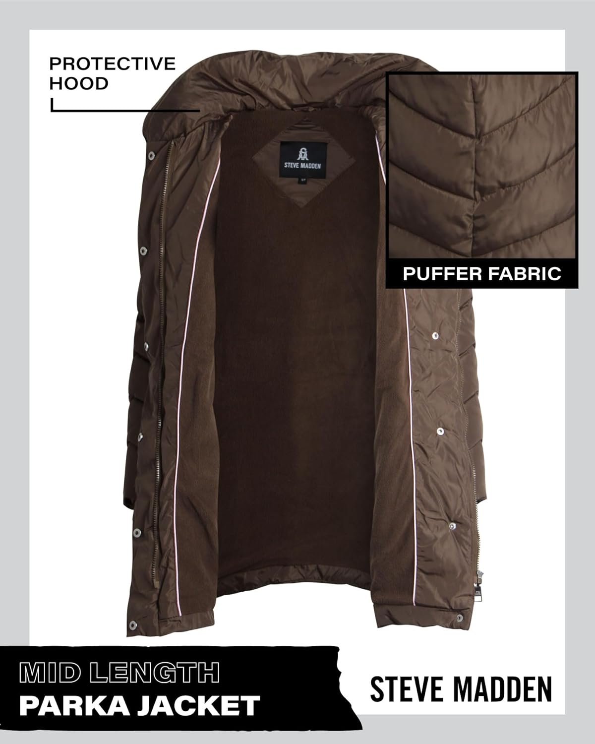 Steve Madden Women's Long Puffer Coat - Heavyweight Insulated Fall Winter Jackets for Women Windproof Long Length Bubble Parka - Image 2