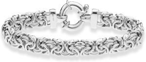 Miabella Italian 925 Sterling Silver, 18K Gold Plated 9mm Byzantine Bracelet for Women, Handmade in Italy