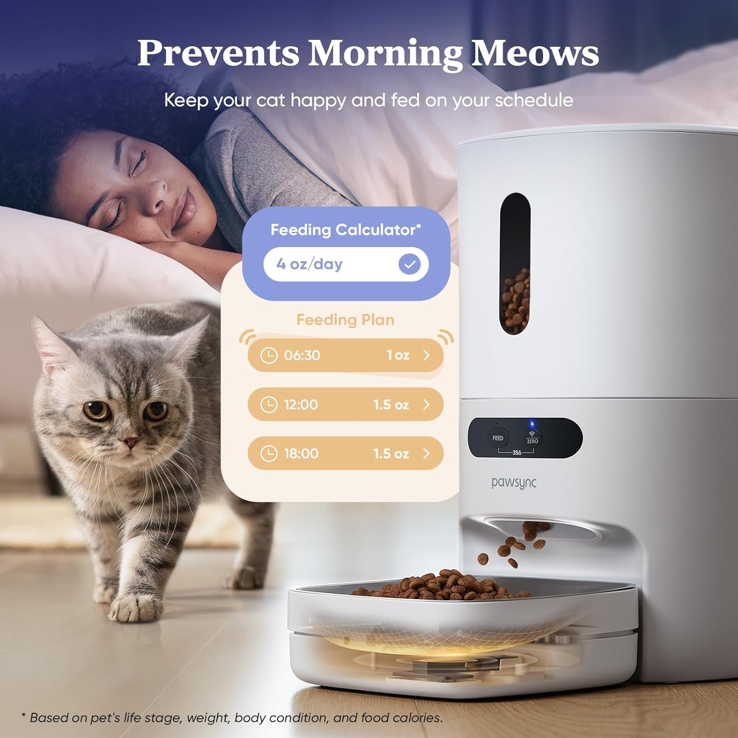 Automatic Cat Feeder, WiFi Smart Scale Tracks Pet's Food Intake, App Control, 3.6L Timed Food Dispenser for Cats and Dogs, Up to 10 Meals Per Day, Stainless Steel Bowl, Dual Power Supply - Image 3