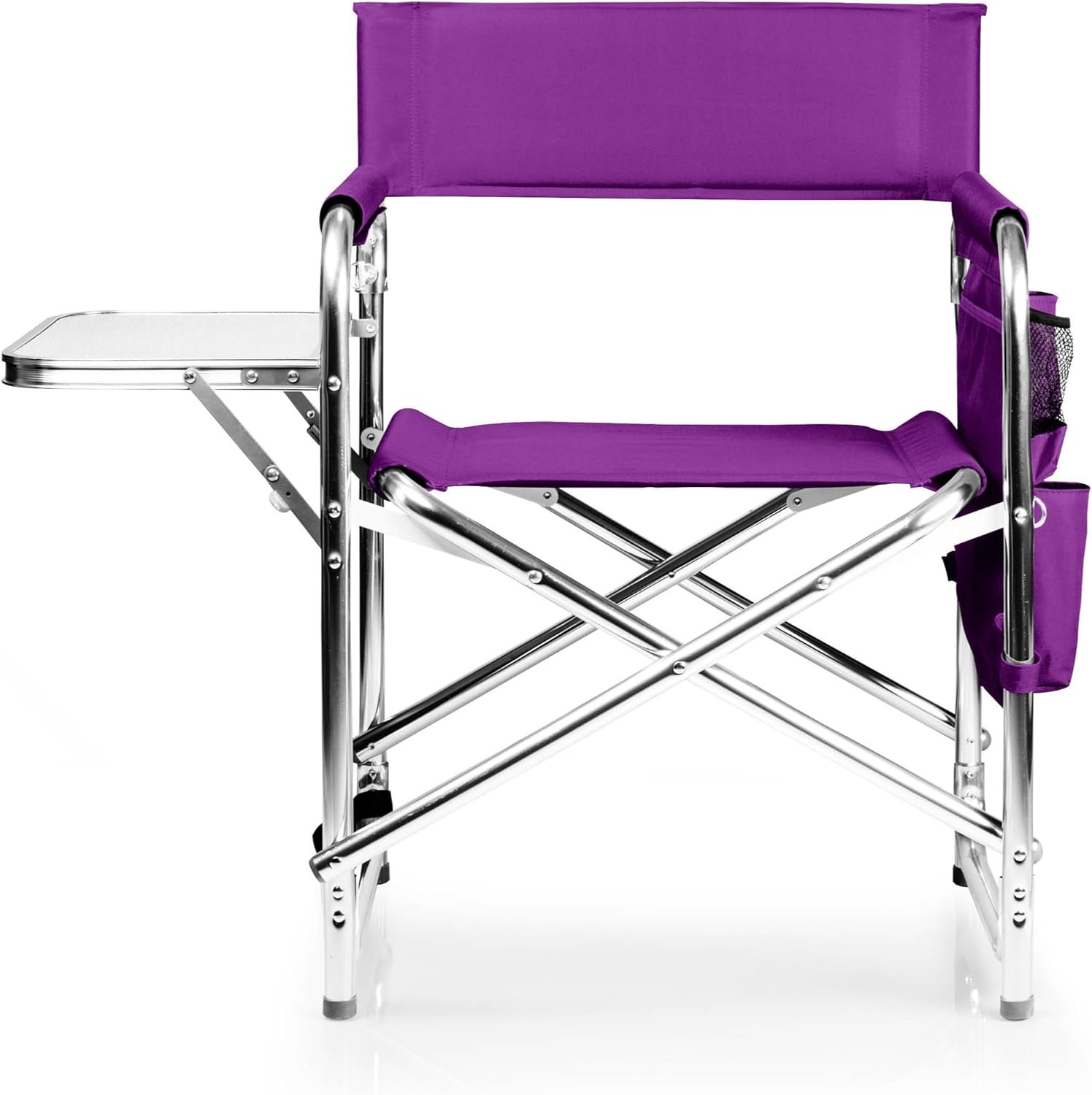 PICNIC TIME Sports Chair with Side Table, Outdoor Foldable Padded Adult Camping Chairs with Cup and Accessory Panel for Lawn, Beach, & Sports Use for Adults, up to 300-lbs Capacity, (Purple) - Image 8