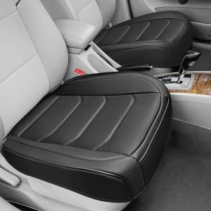 Car Seat Cover for Luxury & Comfort – PU Leather, Anti-Slip, Full Wrap Protection with Storage Pocket for Bottom Cushion – Universal Fit for 95% of Vehicles (Black,2 Piece)