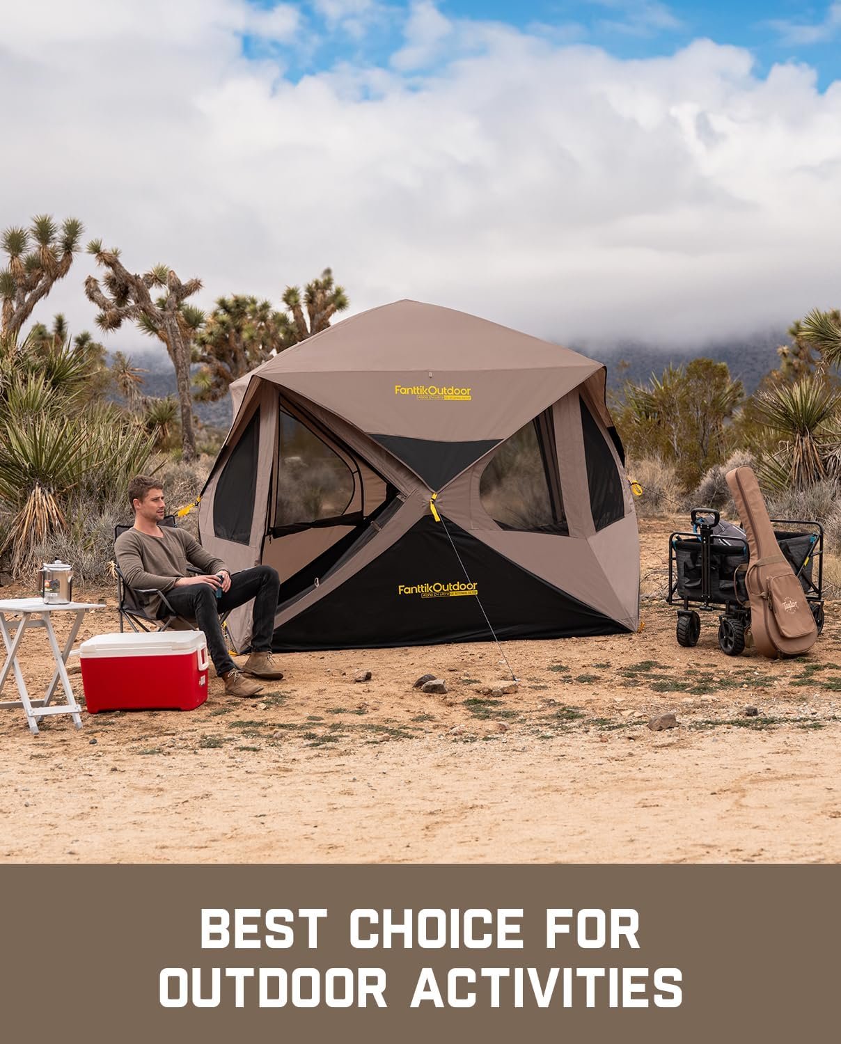 FanttikOutdoor Alpha C4 Ultra Camping Tent 4 Person Pop Up Instant Cabin Setup in 60 Seconds Portable Hub Tent with Rainfly & Windproof for Outdoor Camping & Overlanding - Image 4
