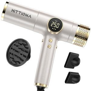 Dual Voltage Travel Hair Dryer with Diffuser – 2000W High-Speed Ionic Diffuser Hair Dryers for Women, Fast Drying, Low Noise, Lightweight, No Heat Damage, European Travel 110V-120V/220V-240V