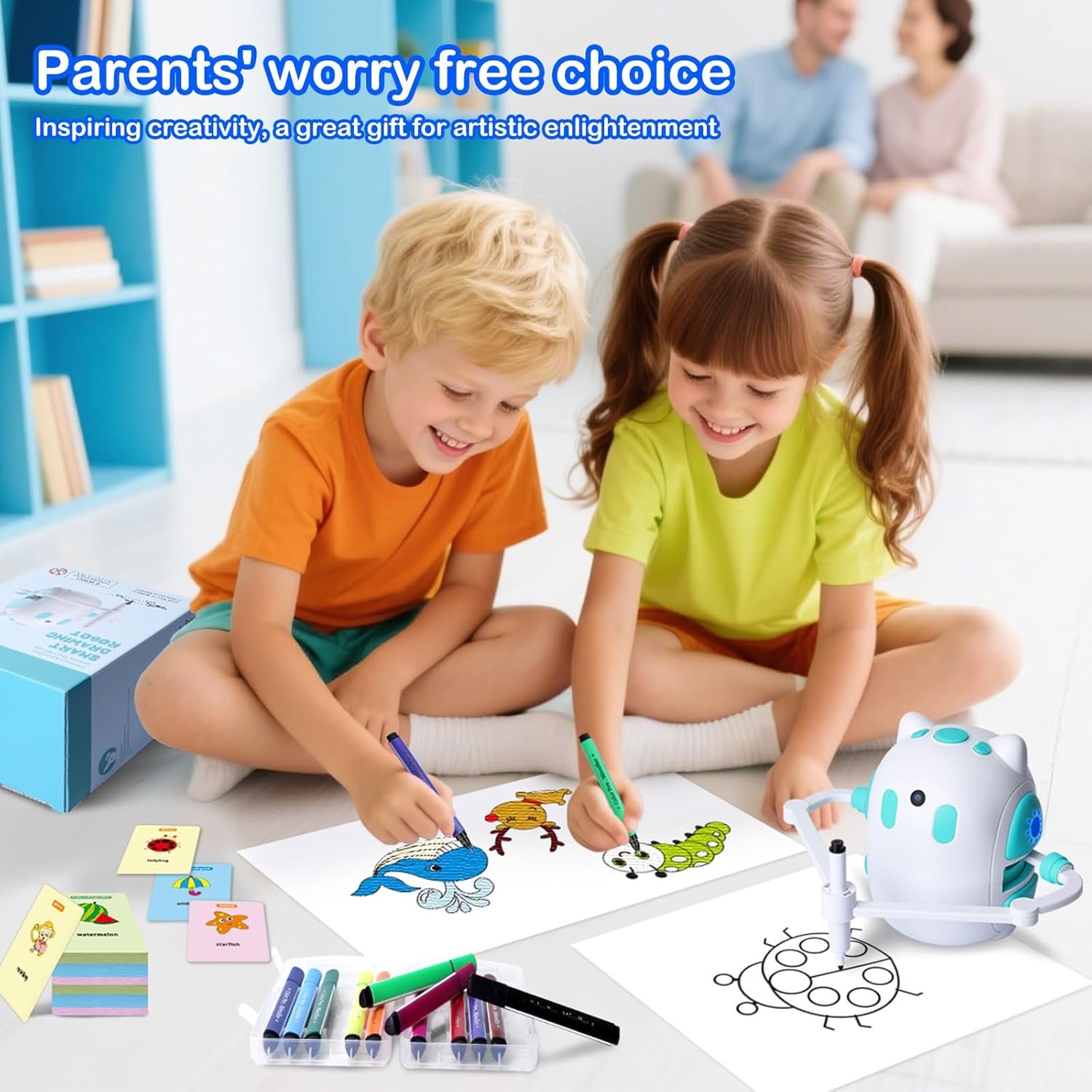 Drawing Robot for Kids 150 Educational Cards Smart Drawing Robot Voice Interactive Partner Montessori Painting Toy for Boys & Girls Ages 3-8 Perfect for Birthdays Christmas and Learning Fun - Image 8