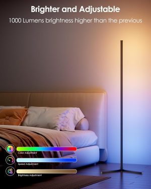 2PCS Corner Floor Lamp, 65″ Smart RGB Color Changing LED Floor Lamp with APP and Remote Control, Modern Mood Lighting Corner Lamp with Music Sync, DIY Mode & Timing for Living Room Gaming Room