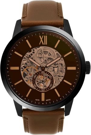 Fossil Men’s Townsman Automatic Stainless Steel and Leather Two-Hand Skeleton Watch