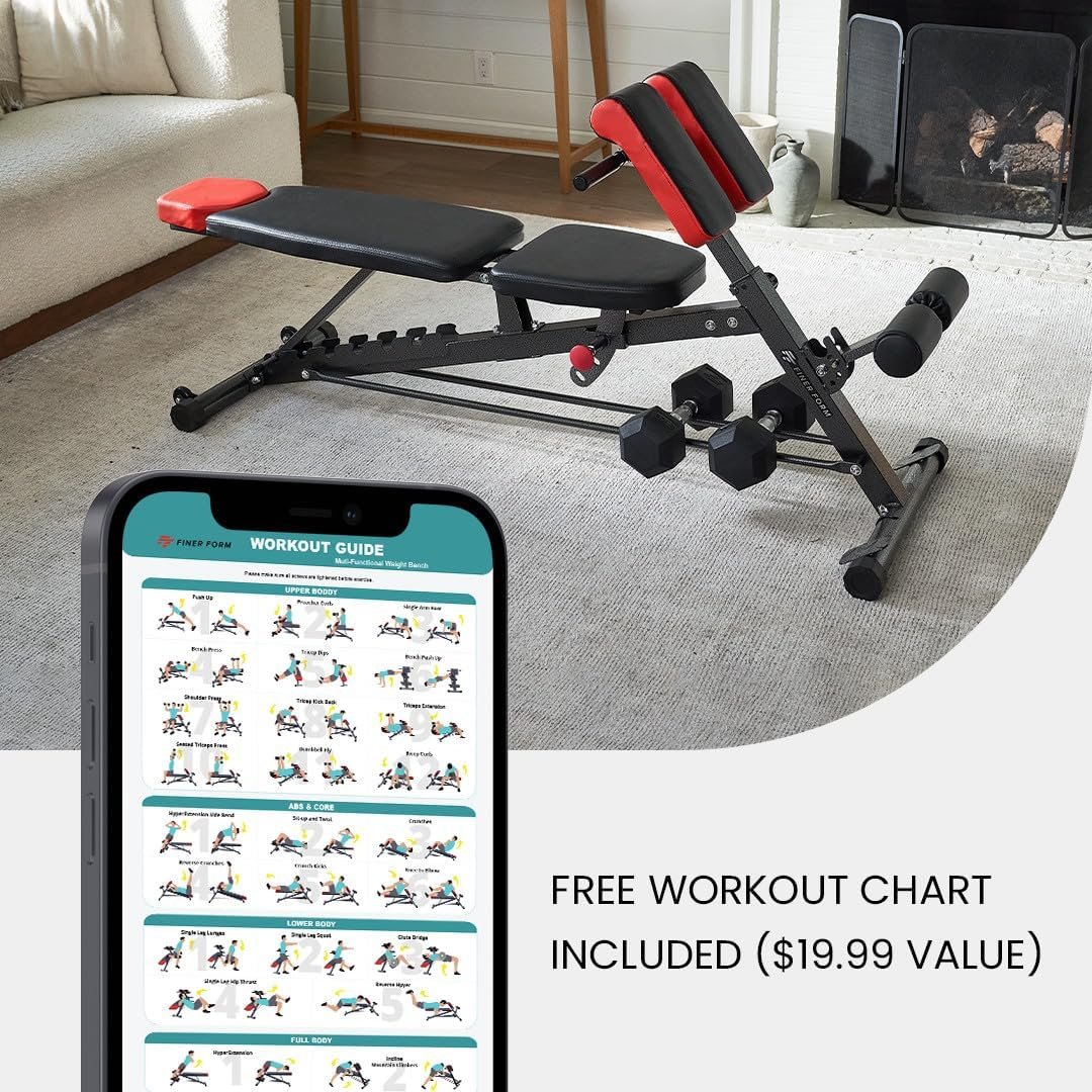 Finer Form Multi-Functional FID Weight Bench for Full All-in-One Body Workout – Hyper Back Extension, Roman Chair, Adjustable Ab Sit up Bench, Incline Decline Bench, Flat Bench - Image 8