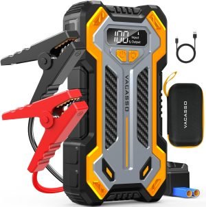 Car Jump Starter, 5000A Car Battery Jump Starter for Up to 10L Gas and 8L Diesel Engines, 12V Portable Jumper Starter Power Pack with Booster Car Starter Jump Box, LED Light, Jumper Cable