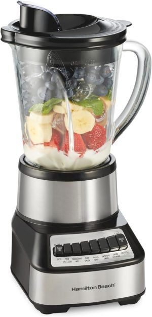 Hamilton Beach Wave Crusher Blender For Smoothies With 40 Oz Glass Jar and 14 Functions, I...