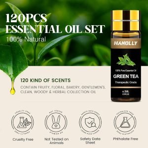 Essential Oils Set -120 Pcs Aromatherapy Essential Oil Kit for Diffuser, Humidifier, Massage, Skin Care, Candle Making – Fruity, Floral, Bakery, Mens, Woody & Herbal Essential Oil Set
