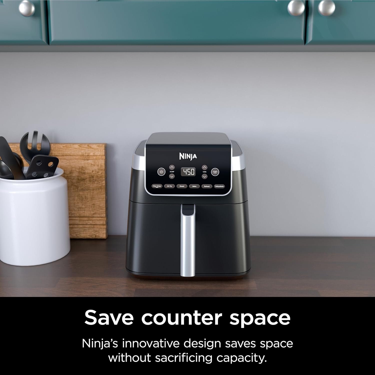 Ninja | Air Fryer | 6.5 QT Pro XL Capacity fits 9lbs of Wings | 6-in-1 Max Crisp, Air Fry, Roast, Bake, Reheat & Dehydrate | Nonstick Basket, Crisper Plate & Recipe Guide | Grey | AF181 - Image 7