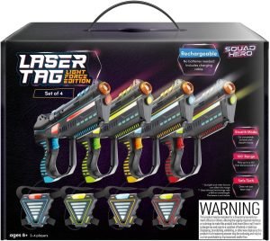 Squad Hero Rechargeable Laser Tag for Kids, Teens & Adults – Boys Gifts – Blasters & Vest Sensors – Fun Ideas Age 8+ Year Old Toys – 4 Set – Lazer Teen Boy Game Boys & Girls Outdoor Teenage Activities