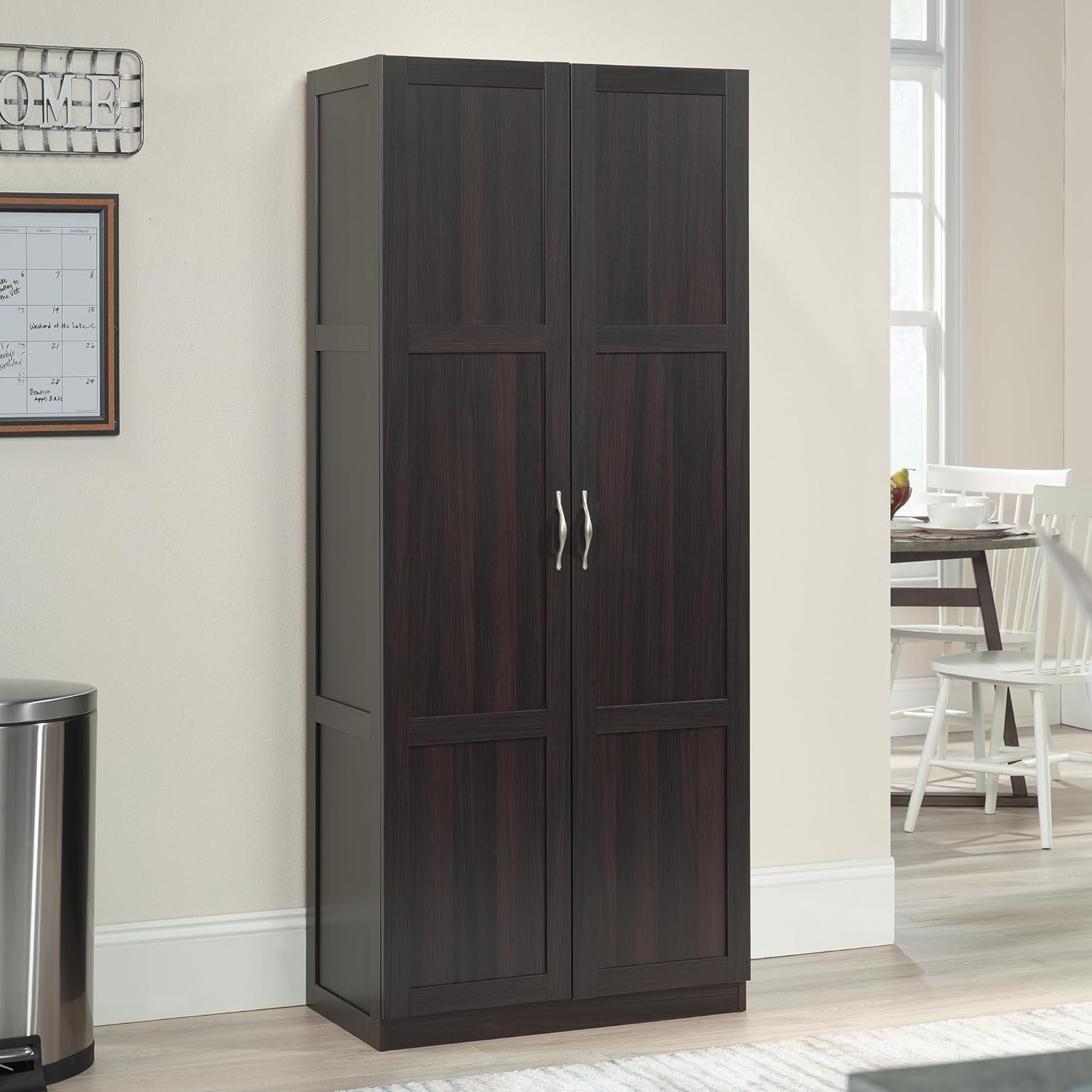 Sauder Storage Cabinet/ Pantry cabinets, 29.61 " x D: 16.02 " x H: 71.50", Cinnamon Cherry finish - Image 6