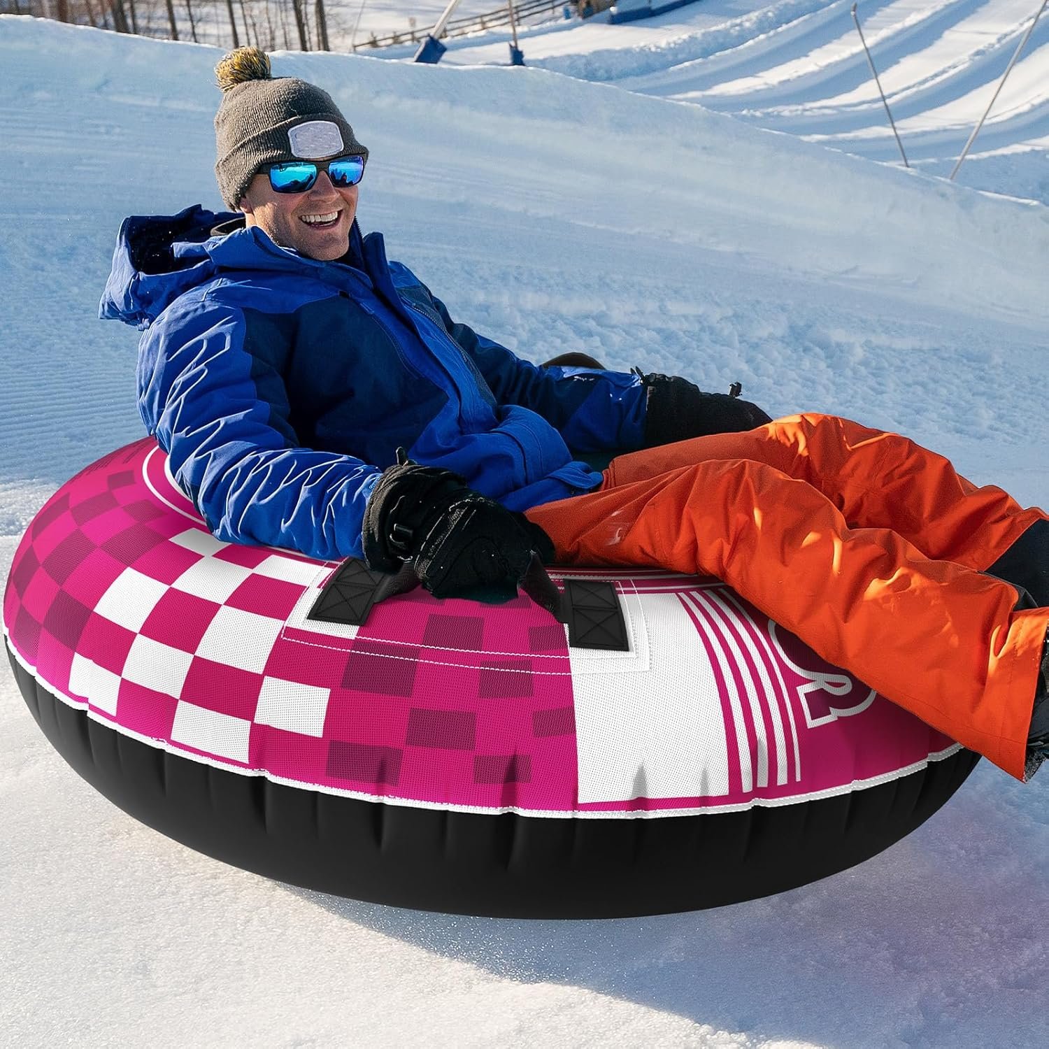 Jasonwell Inflatable Snow Tube Sled - Heavy Duty Snow Tubes for Sledding with Premium Canvas Cover for Kids Adults Snow Toy Fun Winter Outdoor Toys Christmas Birthday Gift for Boys Girls Children - Image 9