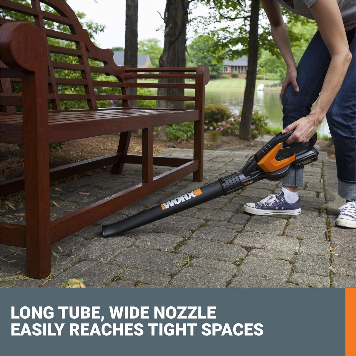 WORX WG545.1 20V Cordless Leaf Blower, Electric Blowers for Lawn Care with 120 MPH & 3.5 Lbs, Long Nozzle Design for Narrow Spaces with Cleaning Attachments, Battery & Charger Included - Image 4