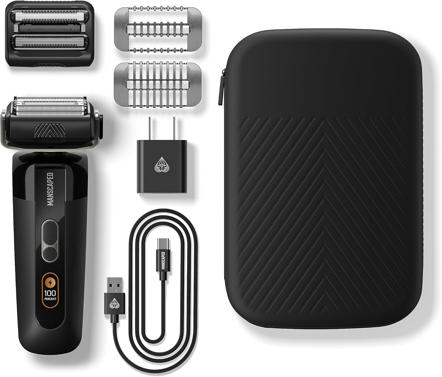 MANSCAPED® The Chairman™ PRO Men’s Electric Foil Face Shaver - Two Interchangeable Blade Heads, SkinSafe® Four-Blade Foil & Stubble Trimmer, USB-C Wireless Compatible Charging, Gentle on Neck - Image 9
