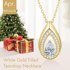 Christmas Gifts for Women – 14k/White Gold Filled 925 Sterling Silver Moissanite/Emerald/Birthstone Pendant Necklaces, Anniversary Birthday Jewelry Gift for Wife Mom Daughter Non Tarnish 16″+2″
