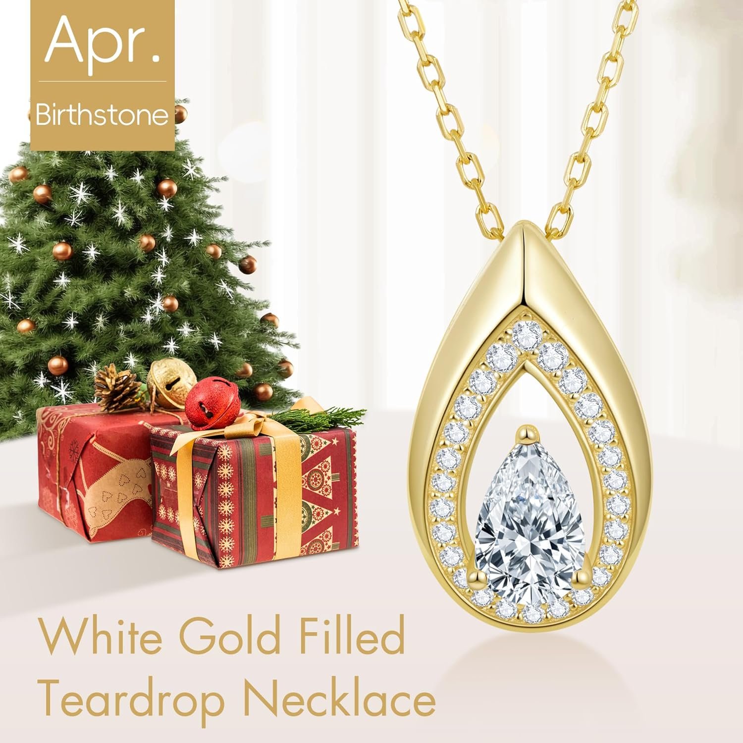 Christmas Gifts for Women - 14k/White Gold Filled 925 Sterling Silver Moissanite/Emerald/Birthstone Pendant Necklaces, Anniversary Birthday Jewelry Gift for Wife Mom Daughter Non Tarnish 16"+2" - Image 2