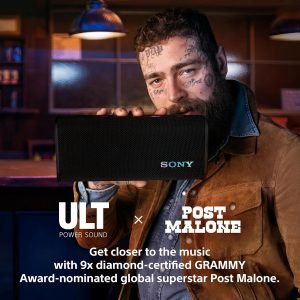 Sony ULT Field 3 Wireless Portable Bluetooth Speaker, IP67 Waterproof, Dustproof, Rustproof, and Shockproof with Enhanced Bass, 24 Hour Battery and Shoulder Strap (SRSULT30W), Off White
