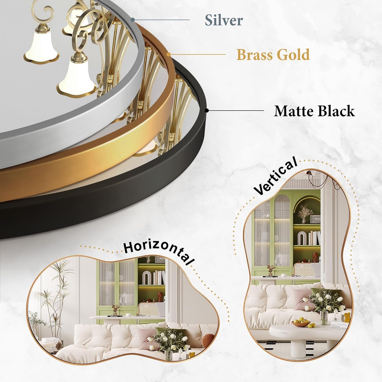 Irregular Wall Mirror - Wall Mirrors Decorative 20"x36" Gold Asymmetrical Mirror Tempered Glass Aviation Aluminum Alloy Frame for Bathroom, Bedroom, Living Room, Cloakroom, Entryway - Image 5