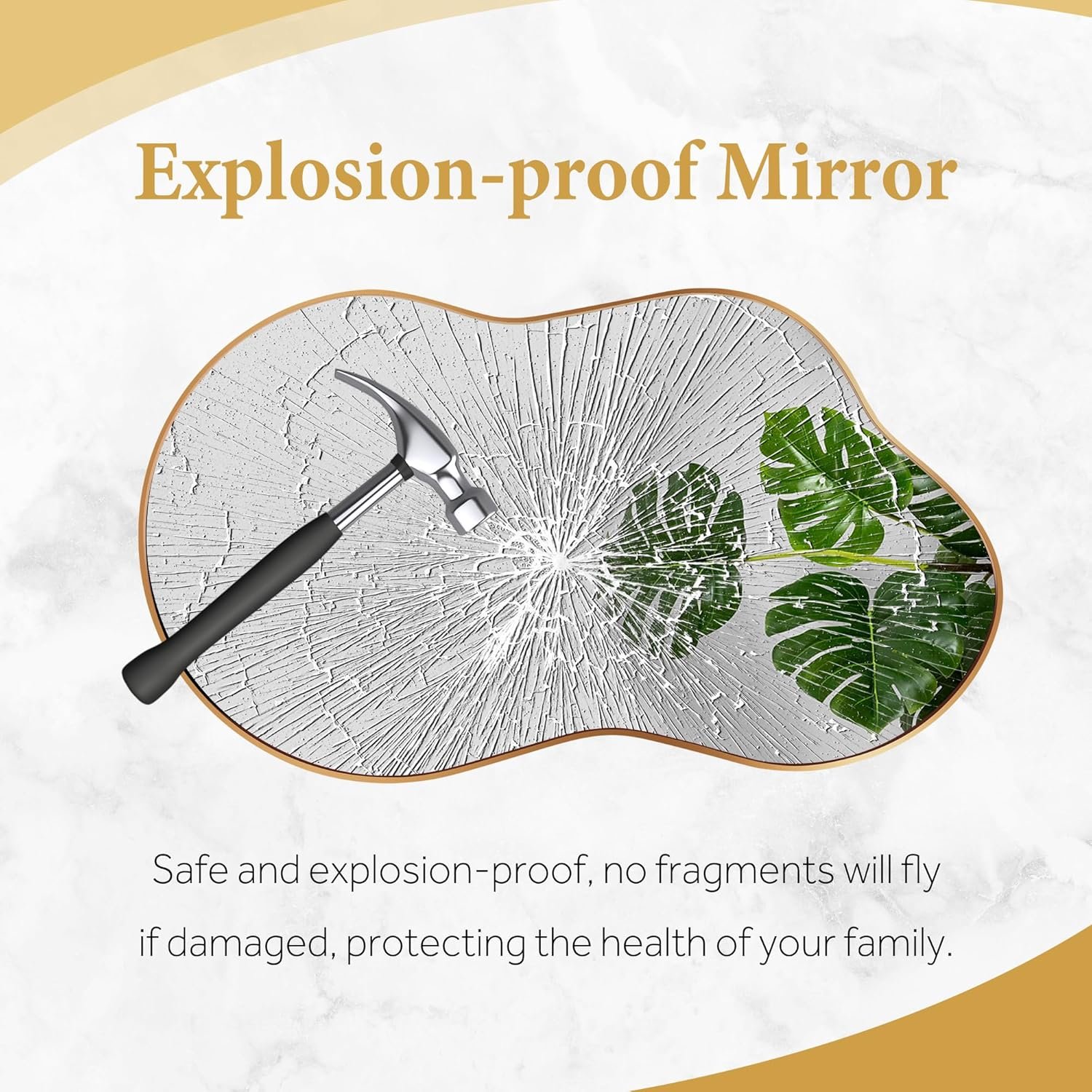 Irregular Wall Mirror - Wall Mirrors Decorative 20"x36" Gold Asymmetrical Mirror Tempered Glass Aviation Aluminum Alloy Frame for Bathroom, Bedroom, Living Room, Cloakroom, Entryway - Image 6