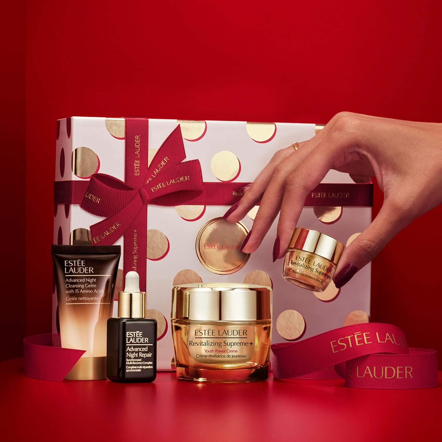 Estée Lauder Revitalizing Supreme+ Holiday Skincare Gift Set | The Lift + Firm Routine | Includes Full-Size Moisturizer 1.7 Ounce + Cleanser 1 Fl Oz, Eye Cream 0.17 Ounce, Face Serum 0.5 Fl Oz - Image 2